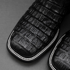 TOTAL BLACK Anaconda Leather Boots - Square Toe