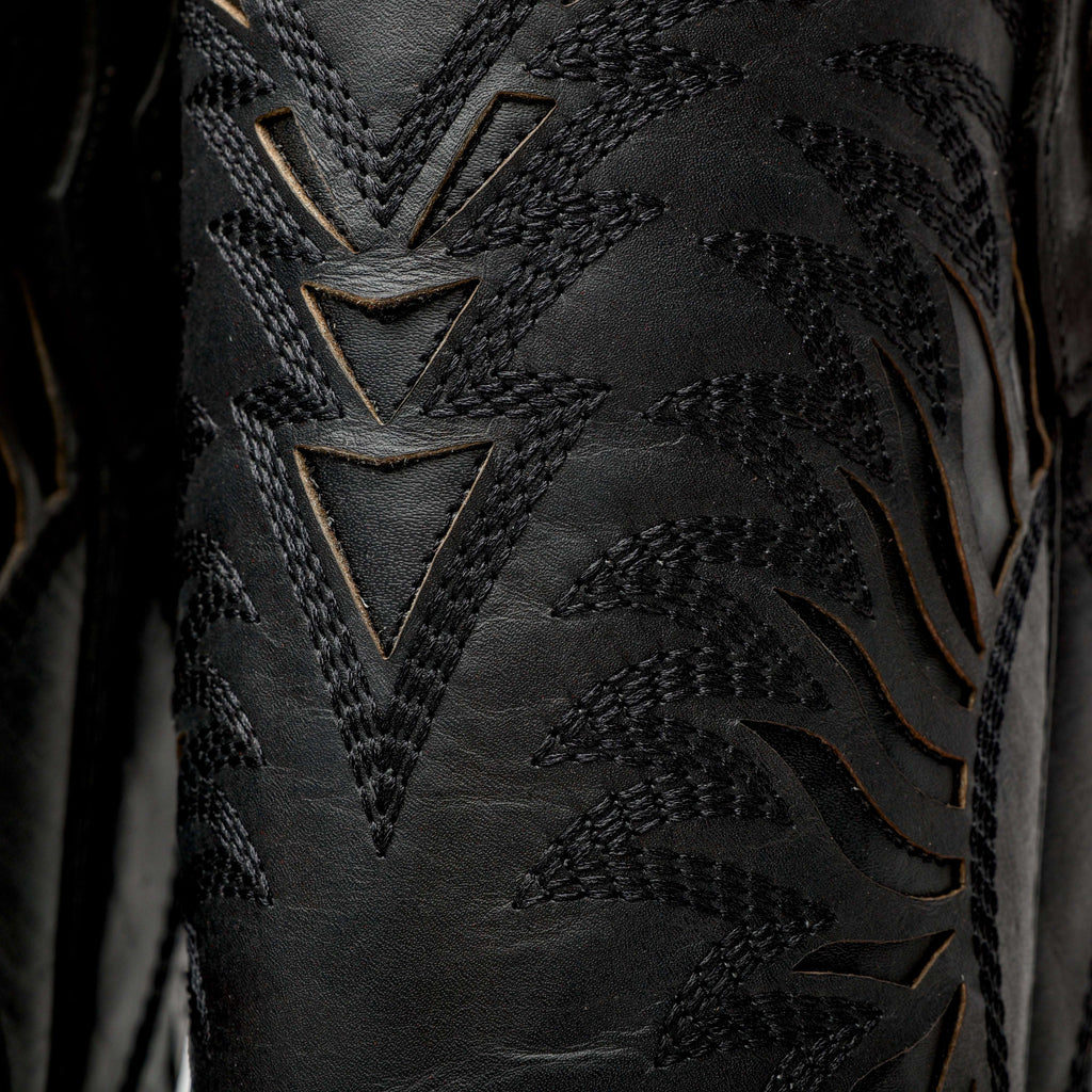 Black Basketweave Leather Boots