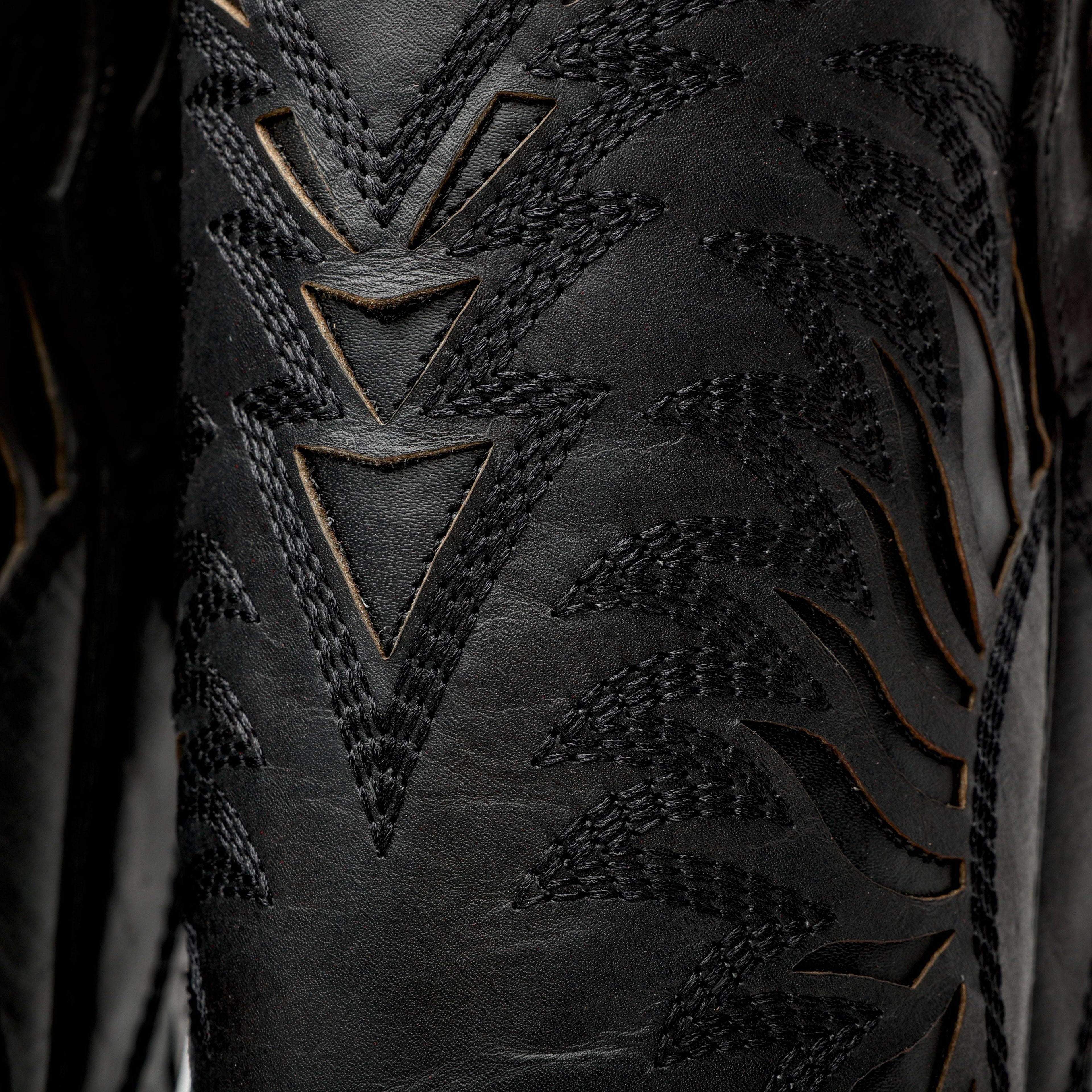 Black Basketweave Leather Boots