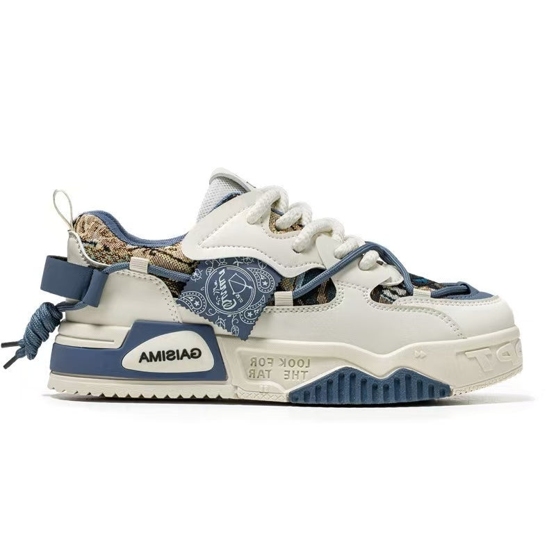 Low Top Patched Design Sneakers