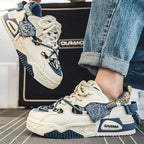 Low Top Patched Design Sneakers