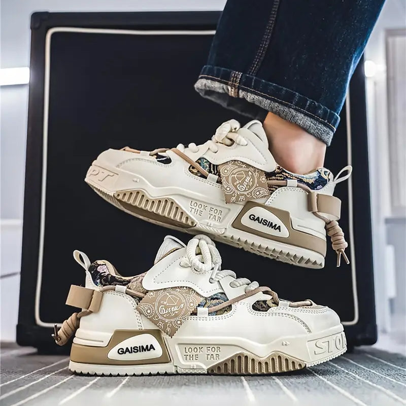 Low Top Patched Design Sneakers