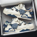 Low Top Patched Design Sneakers