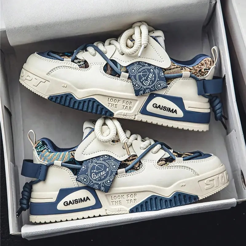 Low Top Patched Design Sneakers