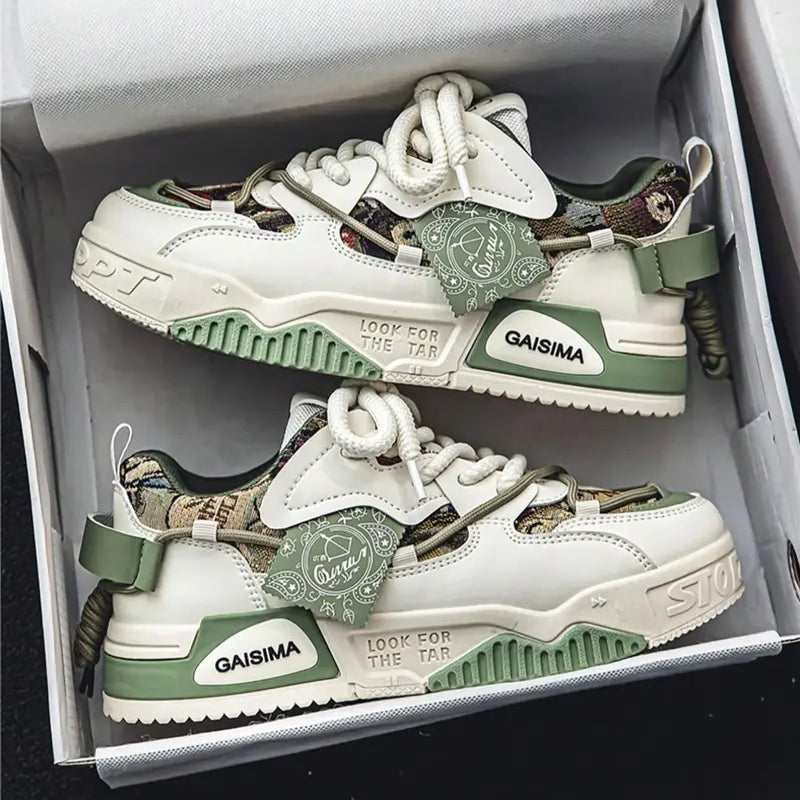 Low Top Patched Design Sneakers