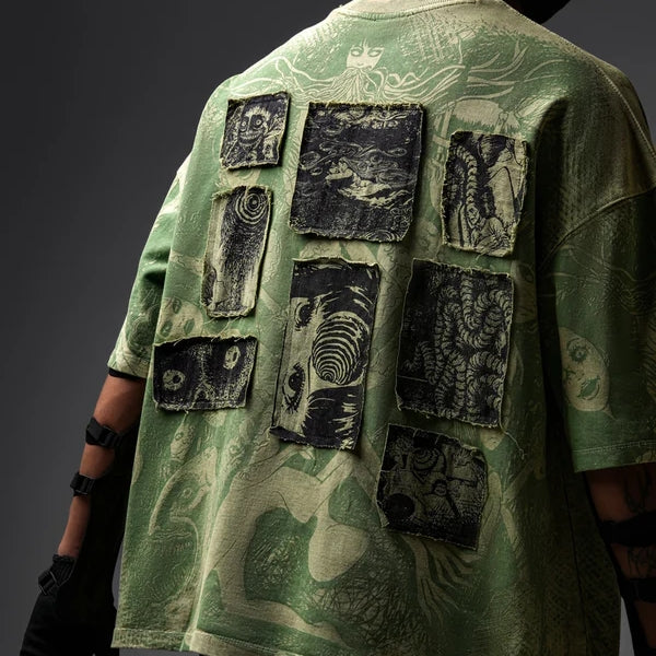 Elements Of Horror Heavy Patchworked Washed Tshirt