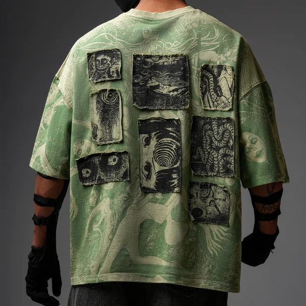 Elements Of Horror Heavy Patchworked Washed Tshirt