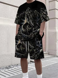 Men's 2-Piece Street Style 3D Print Short Sleeve T-Shirt And Shorts Set