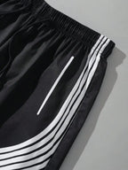 Men's Summer Fashion Patchwork Zipper Short-Sleeve Top & Shorts Set
