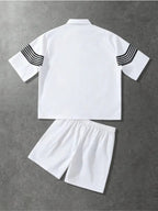 Men's Summer Fashion Patchwork Zipper Short-Sleeve Top & Shorts Set