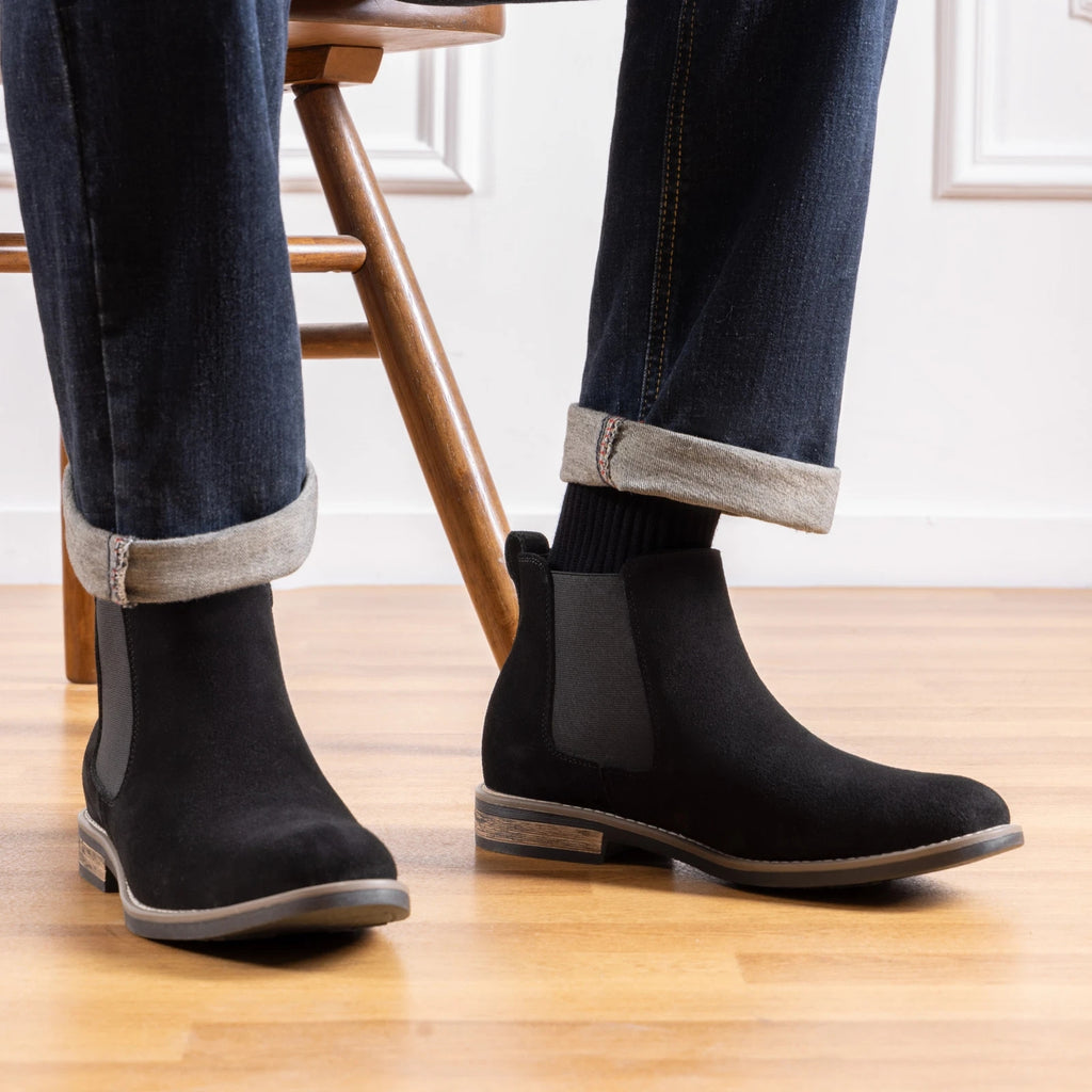 Men's Suede Leather Chelsea Ankle Boots For Working